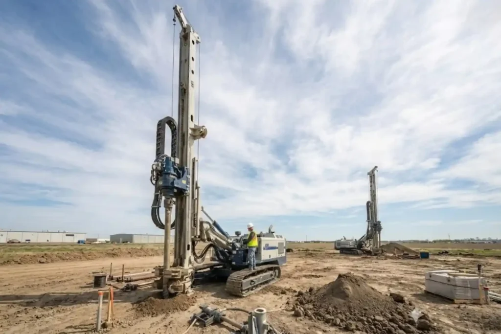 Top hammer vs DTH drilling: top hammer rig drilling blast holes in South Africa